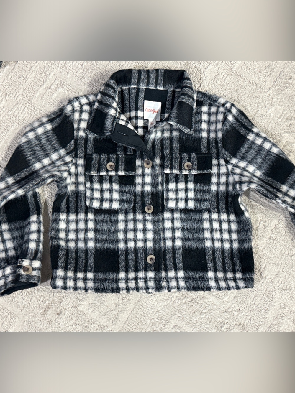 Kids Plaid Button-Up Fuzzy Flannel